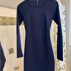 Chic Long Sleeve Navy Dress